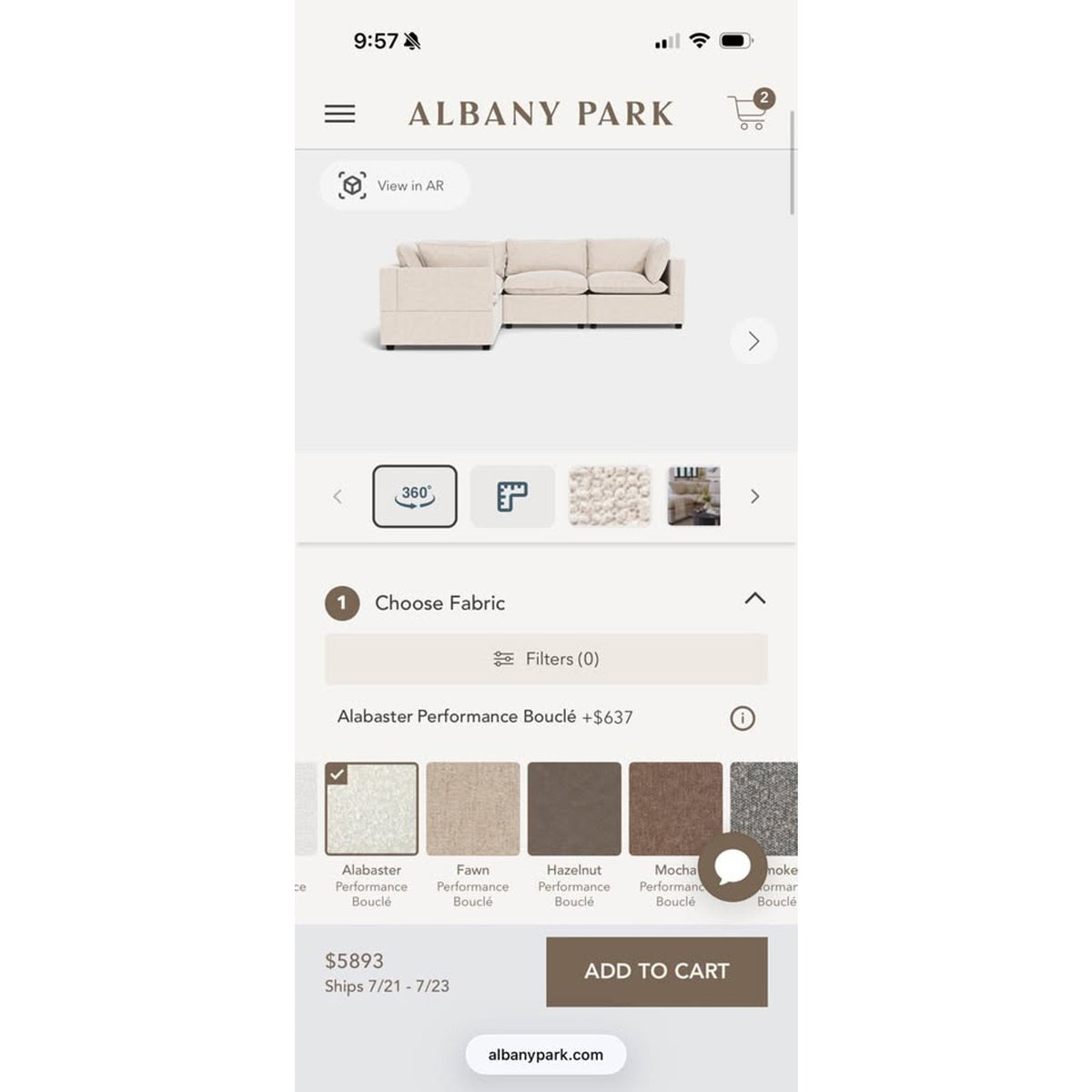 Albany Park Kova Pillow Cushion Corner Sectional – Modular Deep Seat Sofa - Delivery Available
