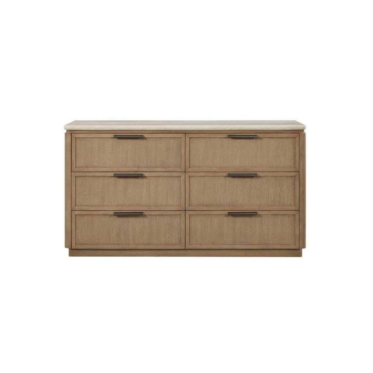 Bernards Trilogy Toffee 6-Drawer Dresser with Faux Stone Top – New Open Box - Delivery Available