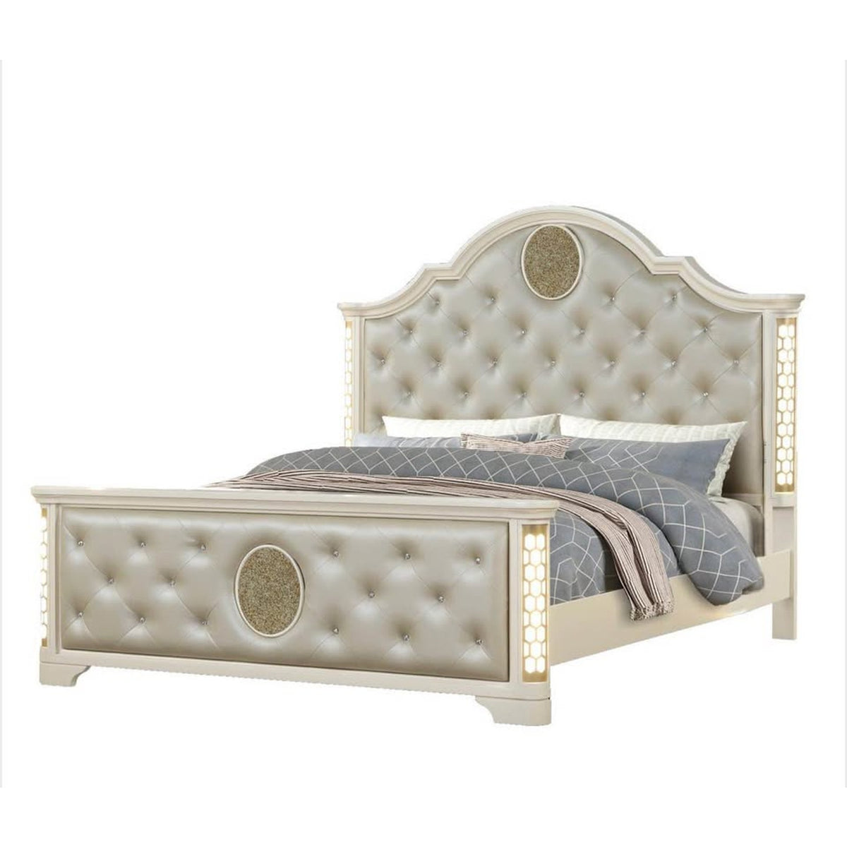 Galaxy Home Jasmine King Bed + LED Dresser – $6,897 Retail – Open Box – Delivery Available