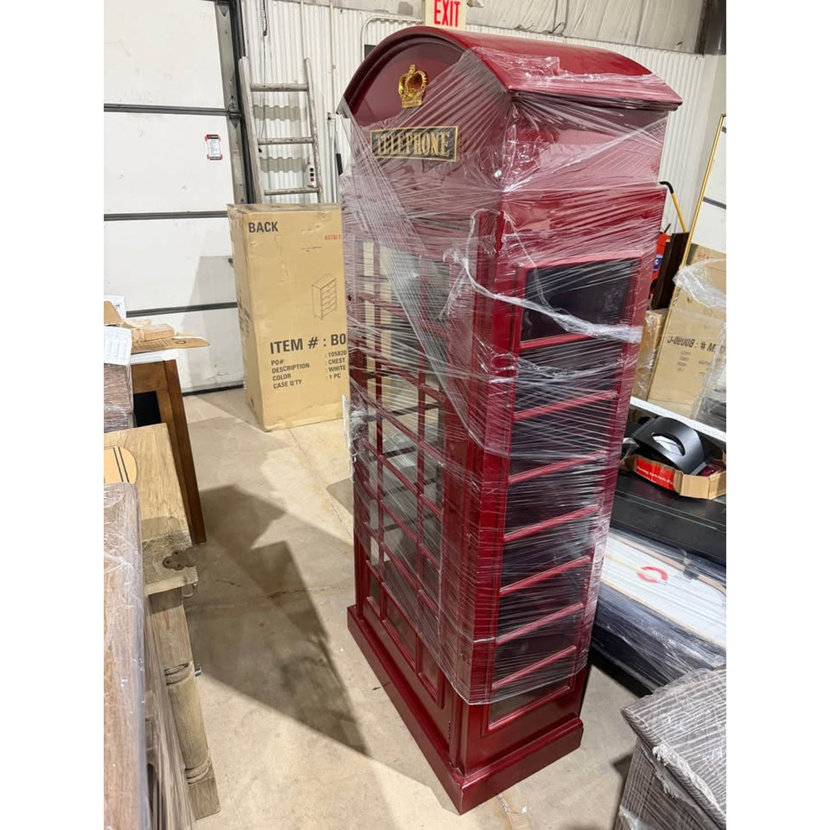 New British Telephone Booth Display Cabinet – $3,379 Retail “open box” Design Toscano Delivery Avail