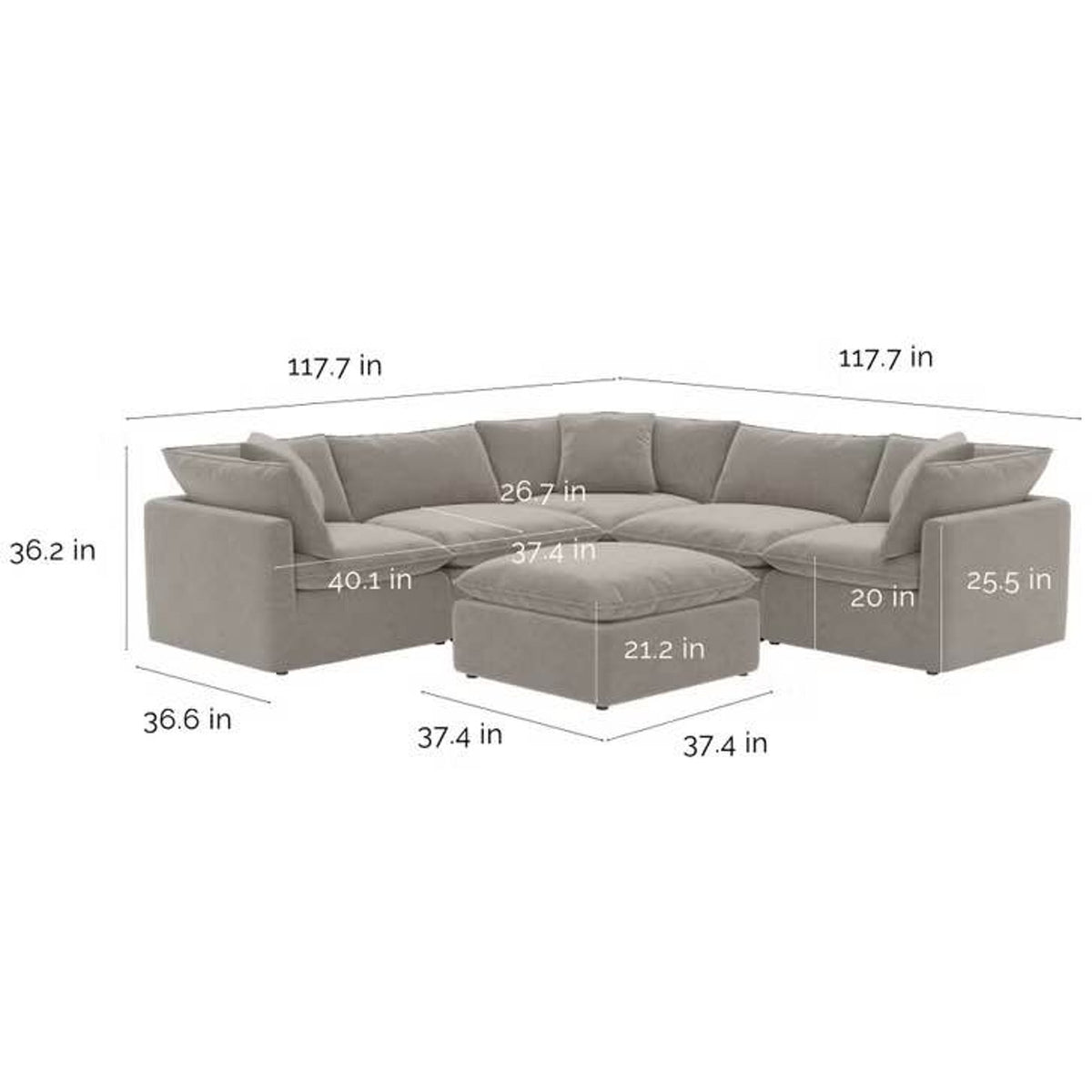 Aiden & Ivy Sydney 6-Piece Modular Sectional with Ottoman – Taupe – $2,299 Costco Retail Delivery