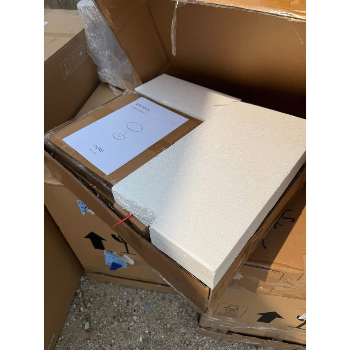 Travertine Side Table – Article Fiore – $299 Retail – New Open Box – Delivery Available