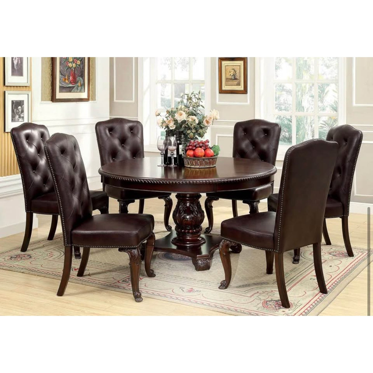 60” Round Pedestal Dining Table – Dark Espresso - No Chairs - $1500 Retail - Delivery Available