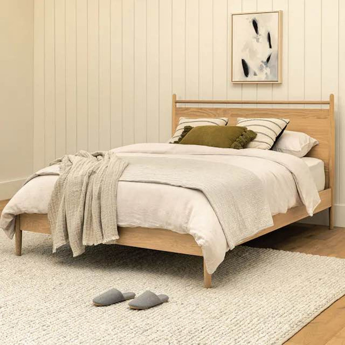 Article | Queen Panel Bed + Underbed Storage Bundle | Lenia - White Oak | $1500 - Delivery Available