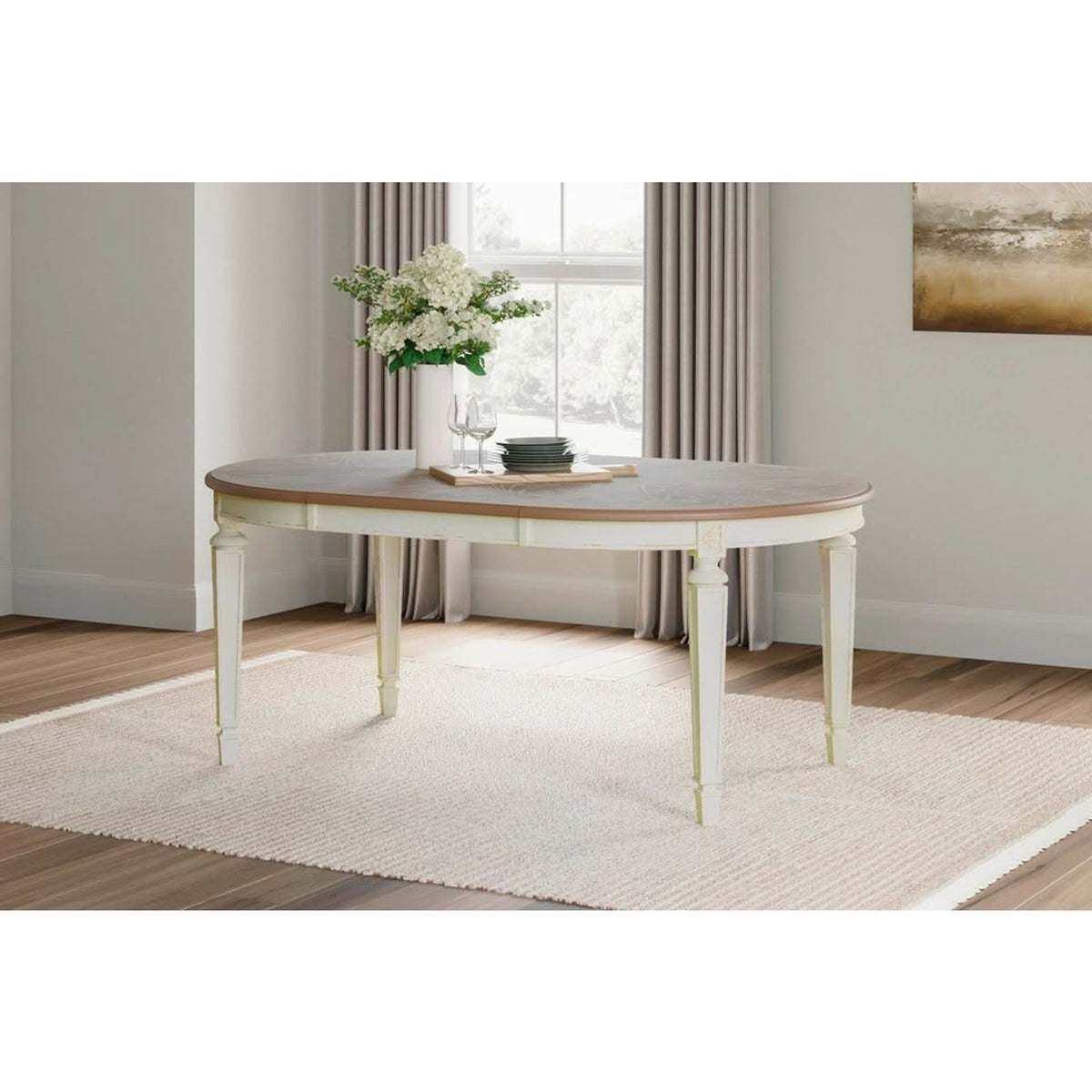 New Ashley Realyn Extendable Dining Table | 48”-72” Round to Oval | Delivery Available