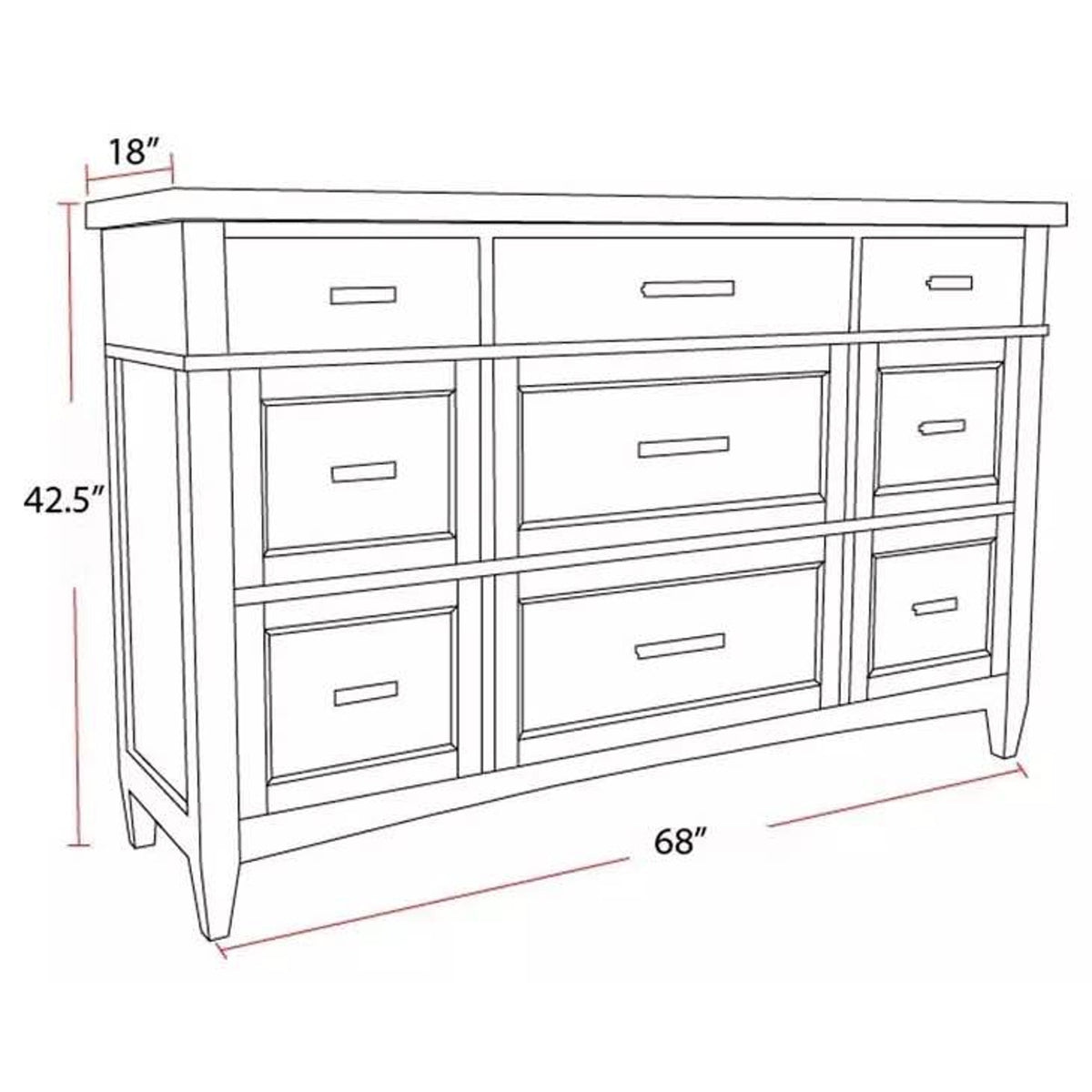 New Parker House 9-Drawer Dresser – $1,400 Retail – Open Box – Delivery Available