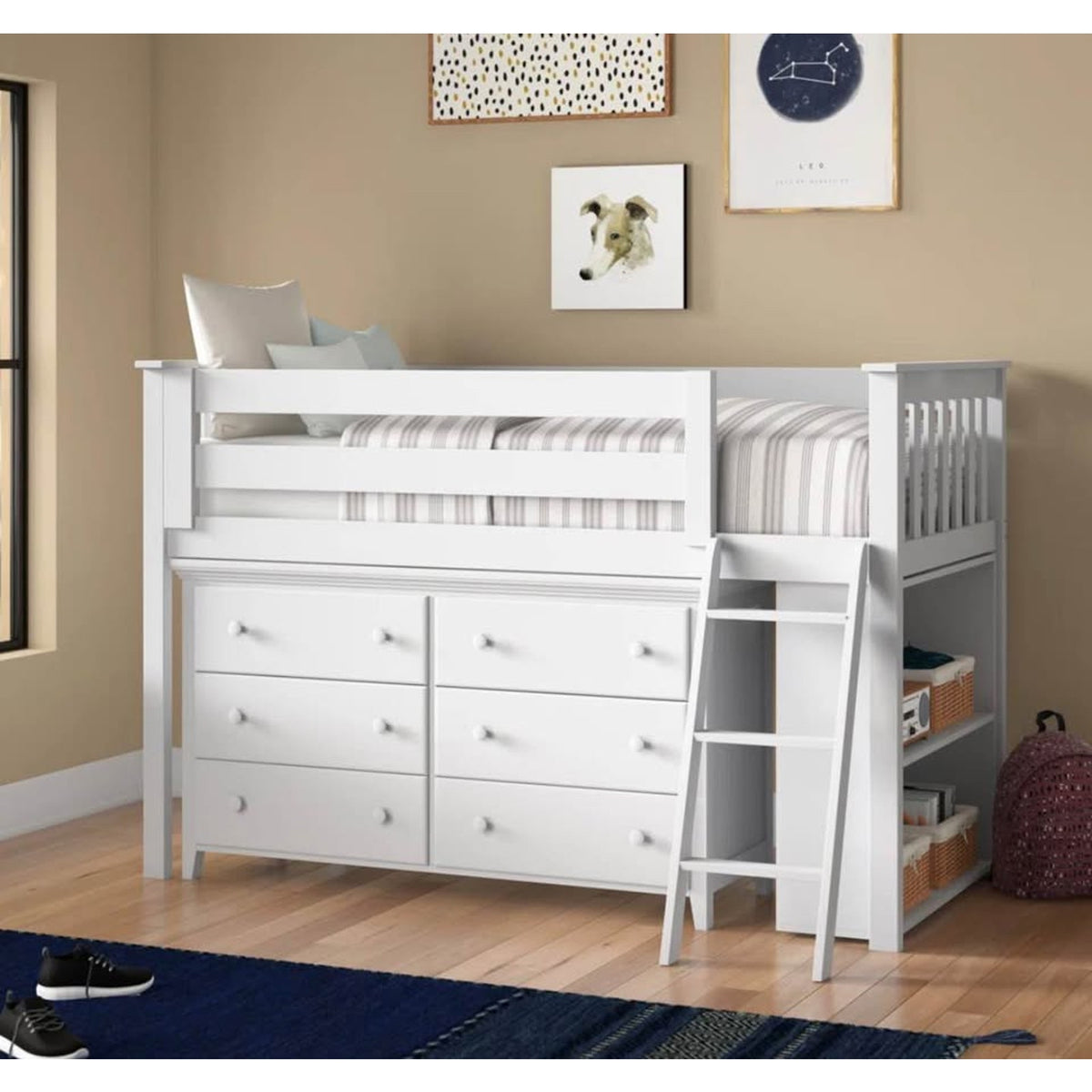 Twin Solid Wood Loft Bed w/ Dresser & Bookcase – $1,999 Retail – Open Box – Delivery Available
