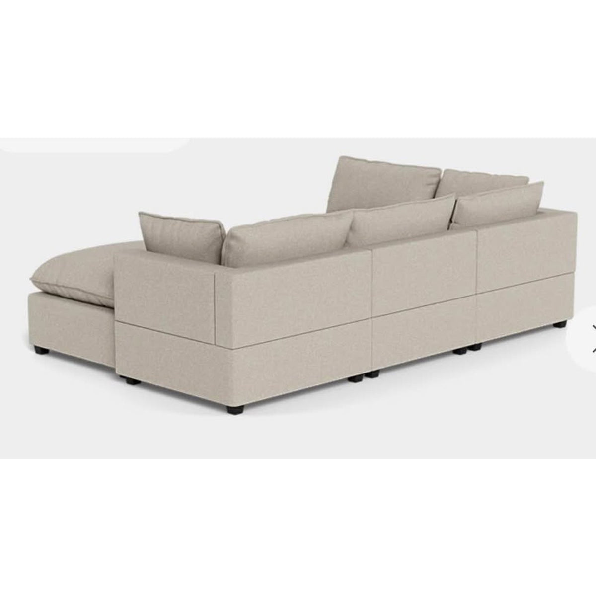 Albany Park Kova Pillow Cushion L-Shape Sectional with Ottoman | Oatmeal Performance Chenille