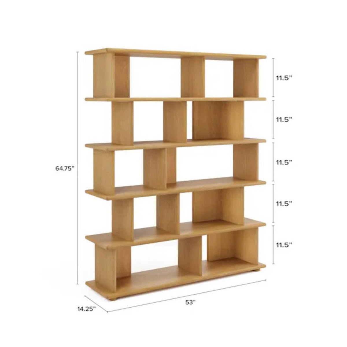 Article Lafora Solid Oak Open Shelving Bookcase | Natural Wood Storage Display Shelf Delivery