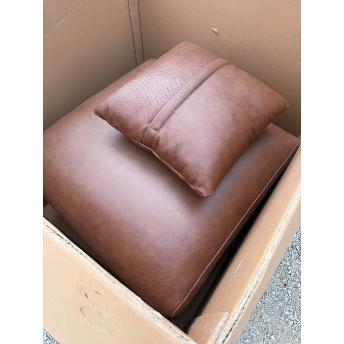 Article Roxwell Leather Lounge Chair + Ottoman – Taos Brown – $1,648 Retail – Open Box – Delivery