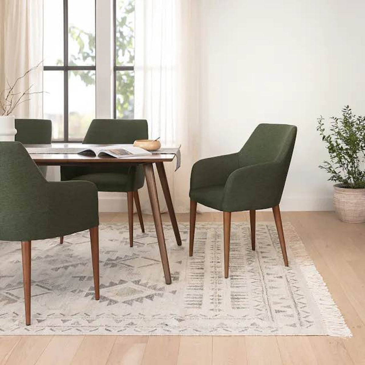 Article | Set of 4 Upholstered Dining Chairs with Arms | Feast - Vine Green | Delivery Available