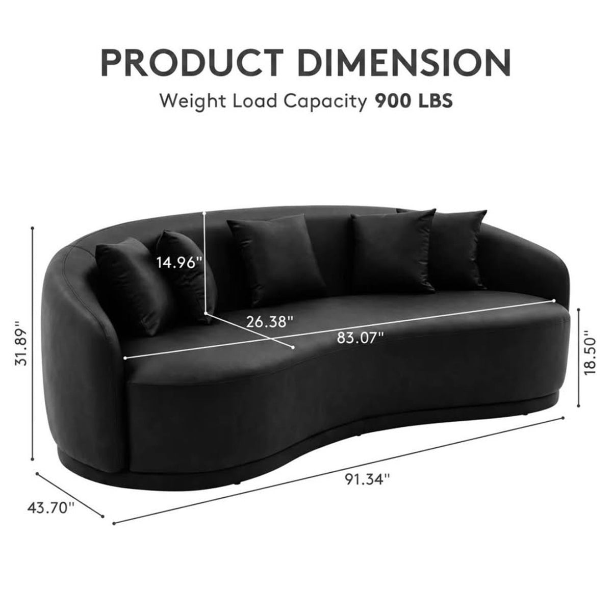New 91” Curved Faux Leather Sofa – Dark Gray – $1,499 Retail – Delivery Available