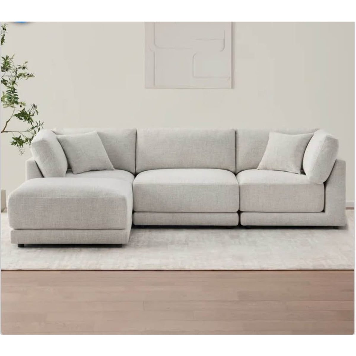 Costco Dayna 4-Piece Modular Sectional Sofa | Light Gray Fabric Couch | Aiden & Ivy Delivery Avail