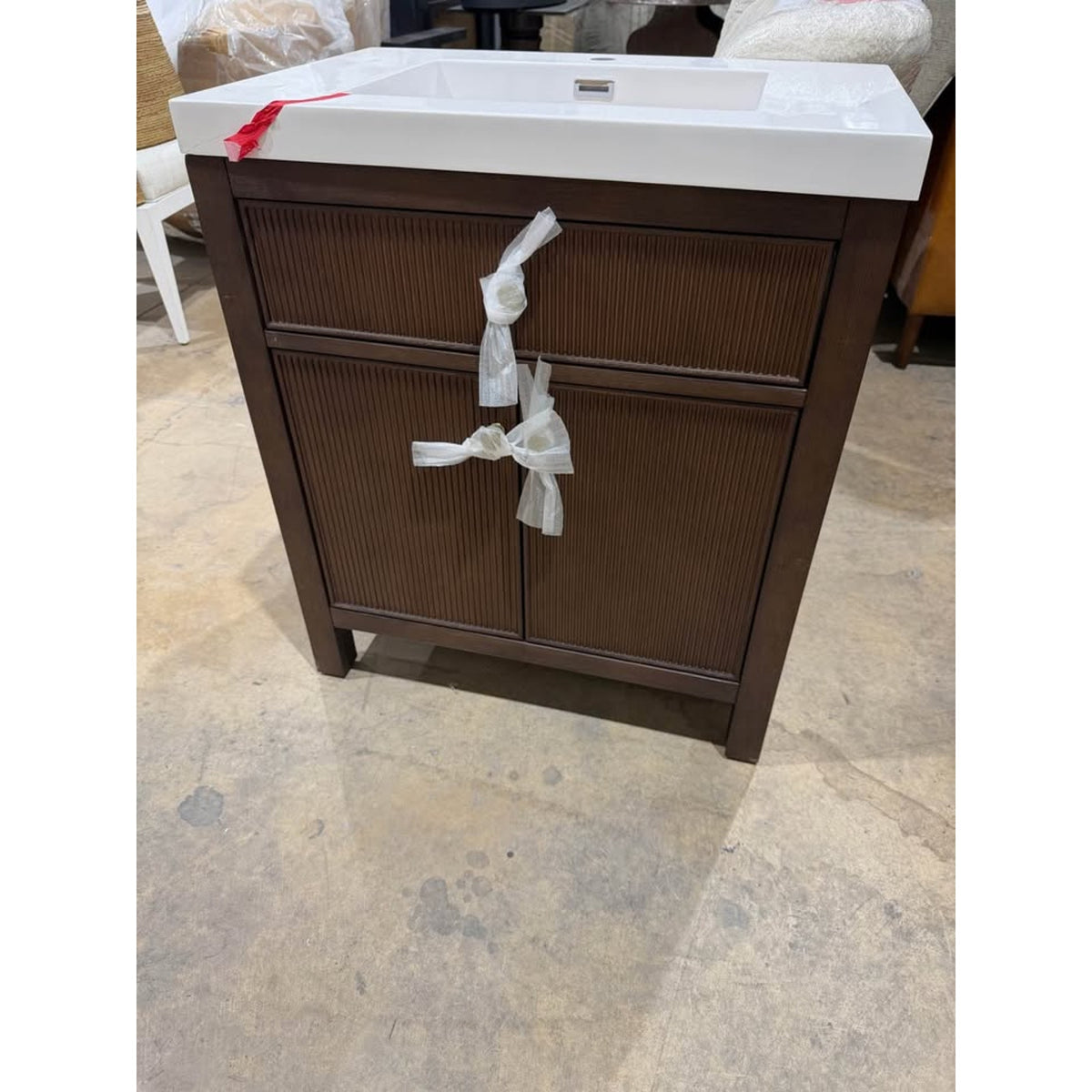 30” Bathroom Vanity - Cracked Top - $1,000 Retail Birch Lane - Dark Wood Base - Delivery Available