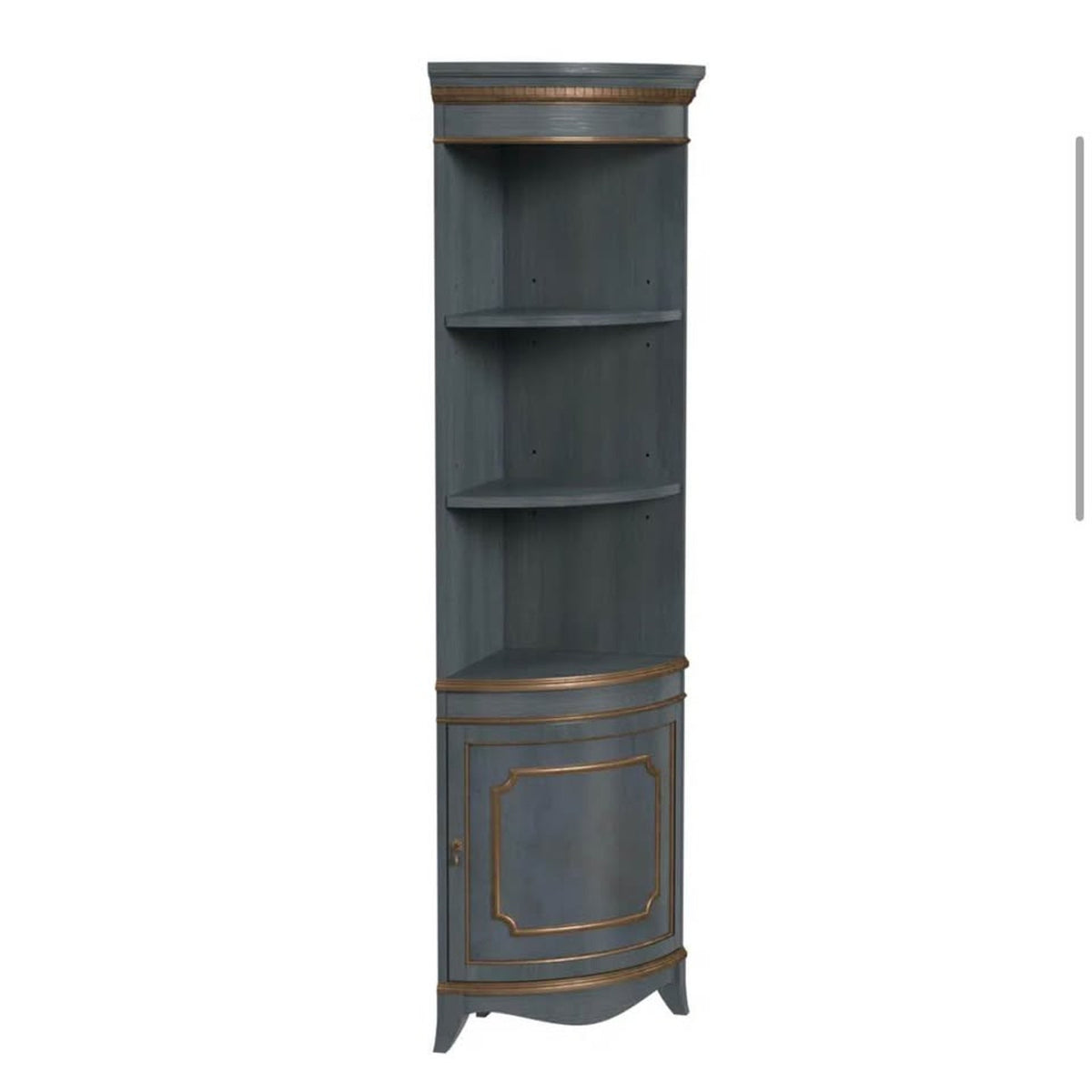 Specialty Corner Dining Cabinet – Blue Finish $1200 retail “open box” Delivery Available