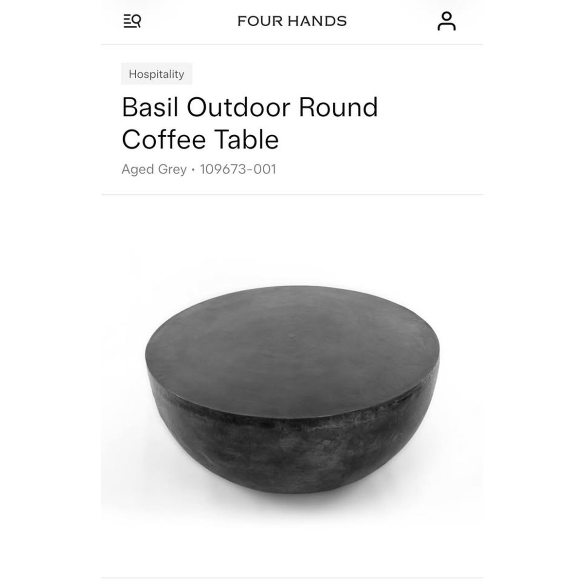 Four Hands Basil Outdoor Coffee Table | Aged Grey | New Open Box $1750 Retail Delivery Available