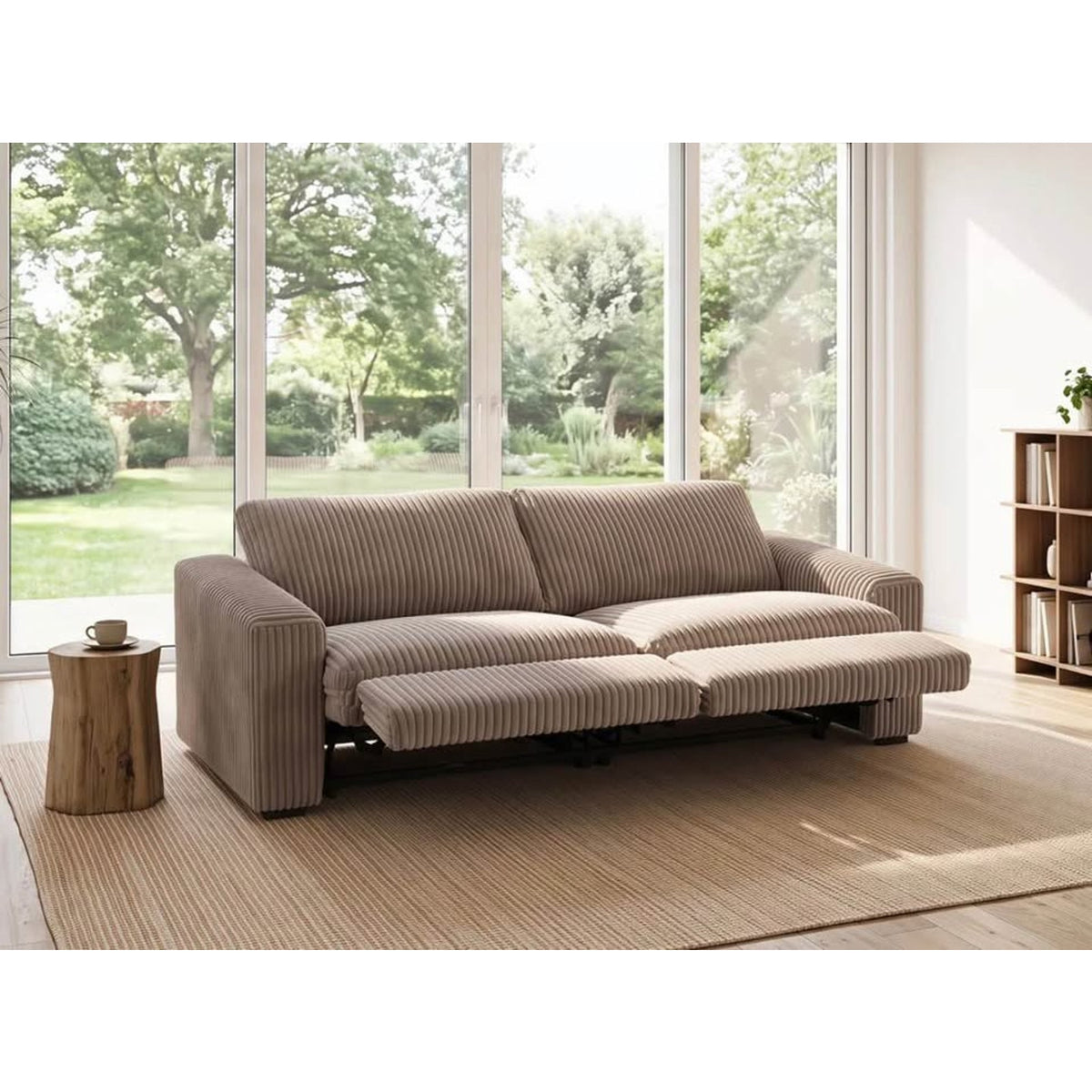 New 87” Dual Power Reclining Corduroy Loveseat – Mushroom Taupe – Retail $1,599 – Delivery Available