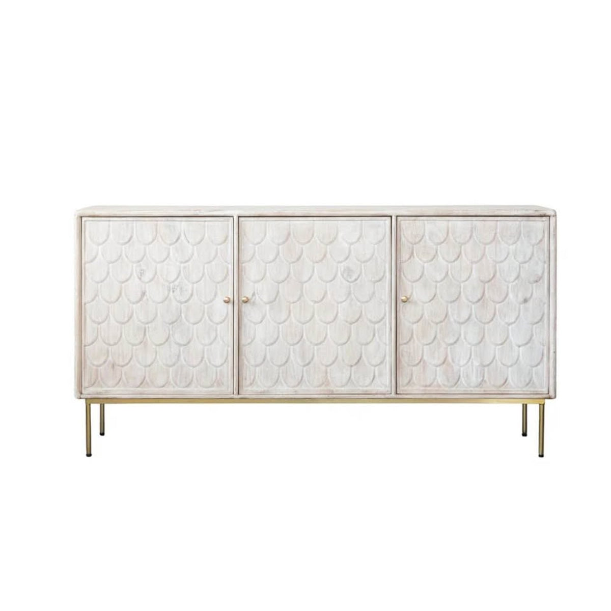 Creative Co-Op Olvan 69” Carved Wood Sideboard / Buffet Cabinet – New Open Box Delivery Available