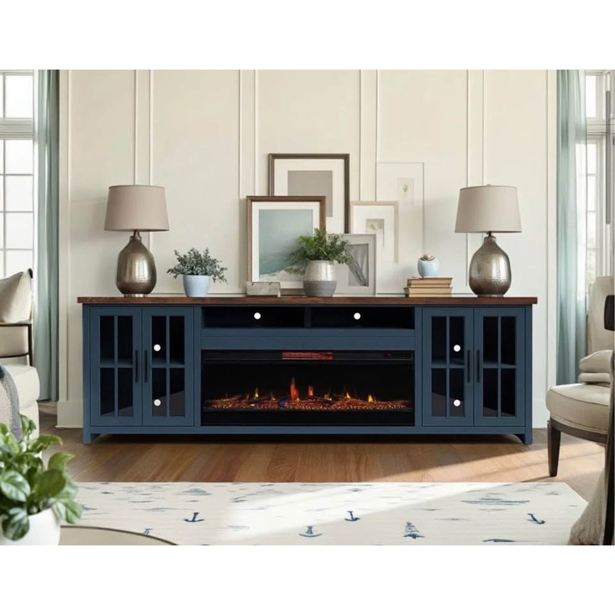 New Legends Furniture 97” Fireplace TV Stand Console – $2,199 Retail – Open Box - Delivery Available