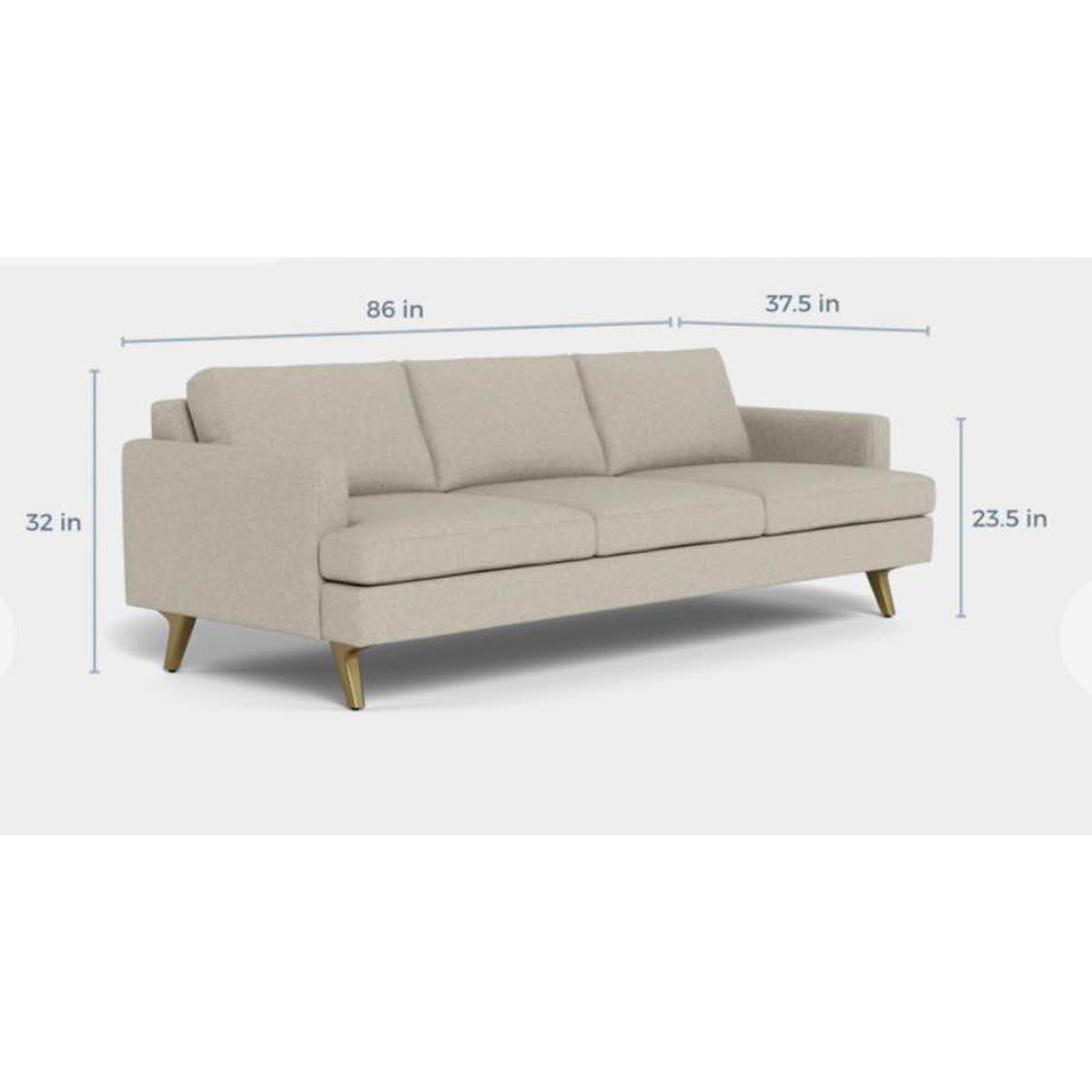 Albany Park Lido 86” Sofa | Oatmeal Performance Chenille | Modern Designer Style Delivery Available