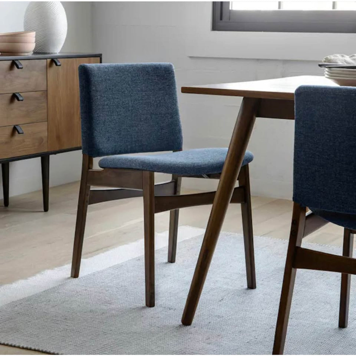 Article Nosh Dining Chairs – Walnut & Denim Blue