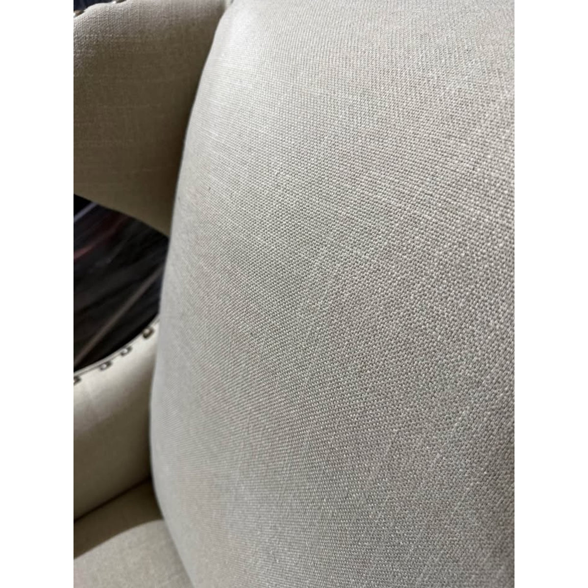 Rustic Modern Wingback Accent Chair | Natural Wood & Oatmeal Fabric - Delivery Available