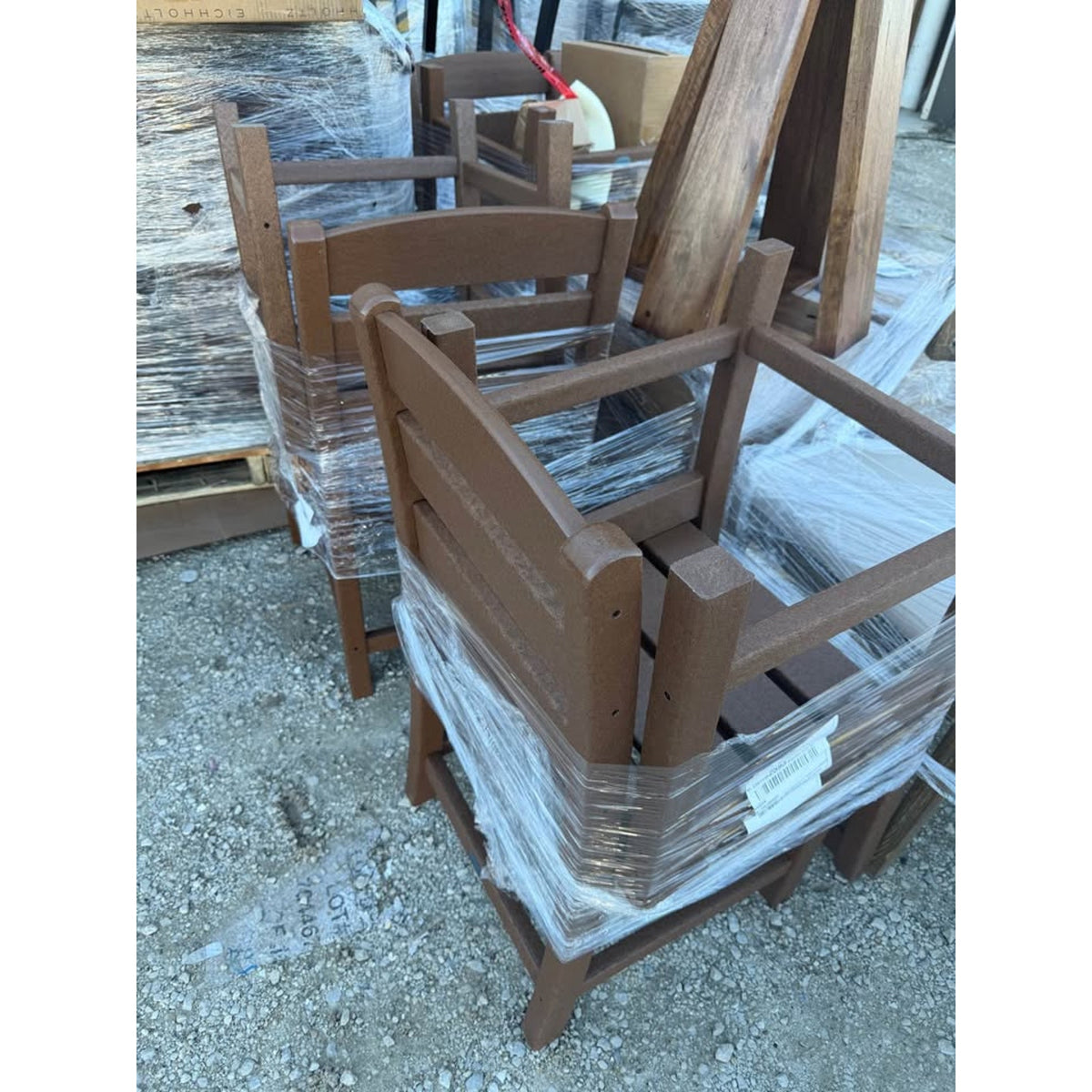 New POLYWOOD Lakeside 6-Piece Outdoor Dining Chair Set – Teak – Bring Your Own Table!