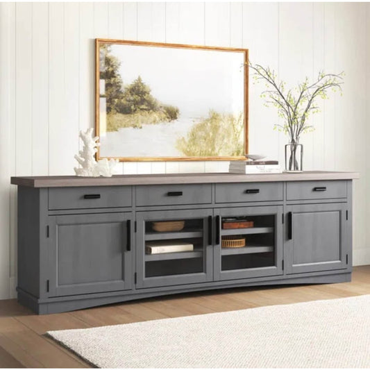 Bankhead TV Stand Media Cabinet - Fits up to 88” TV - Gray - New Open Box $1600 Retail - Delivery