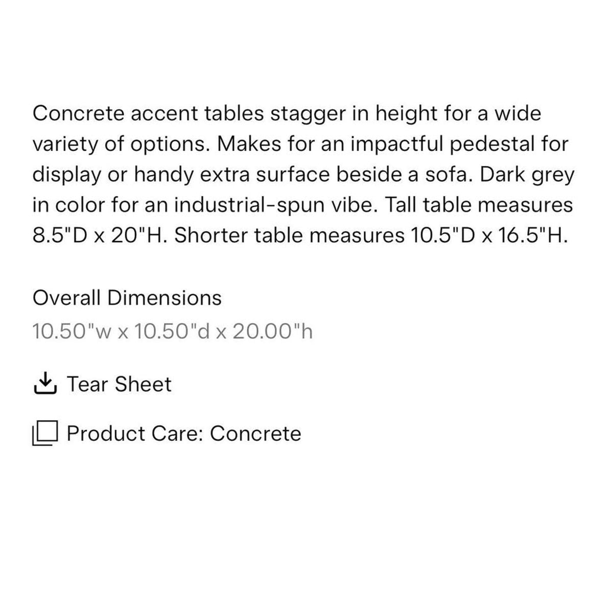 Four Hands Ravine Concrete Accent Tables (Set of 2) | New In Box | Designer Piece Delivery Available