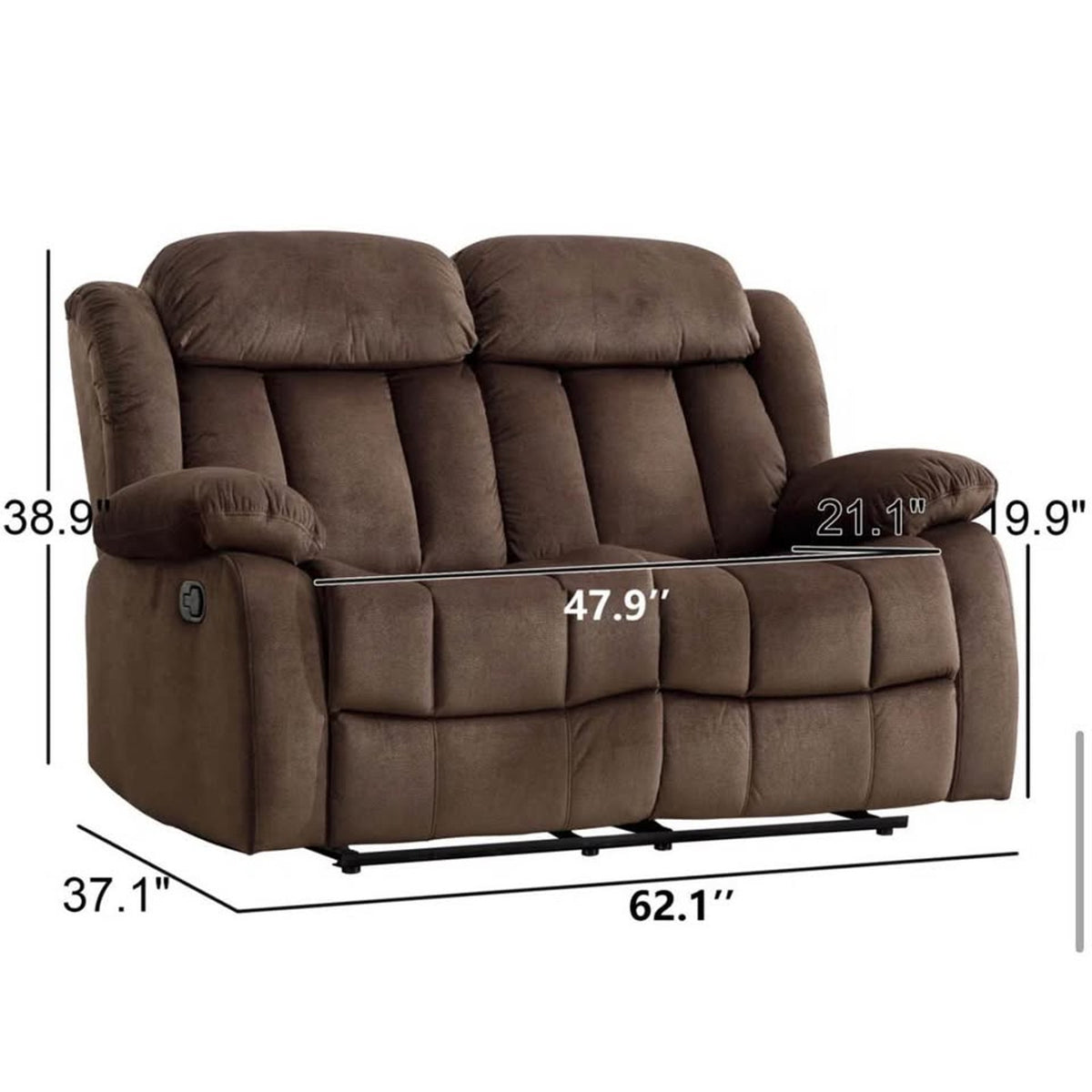 New 62” Microsuede Reclining Loveseat – Manual Recliner Couch $900 Retail Delivery Available