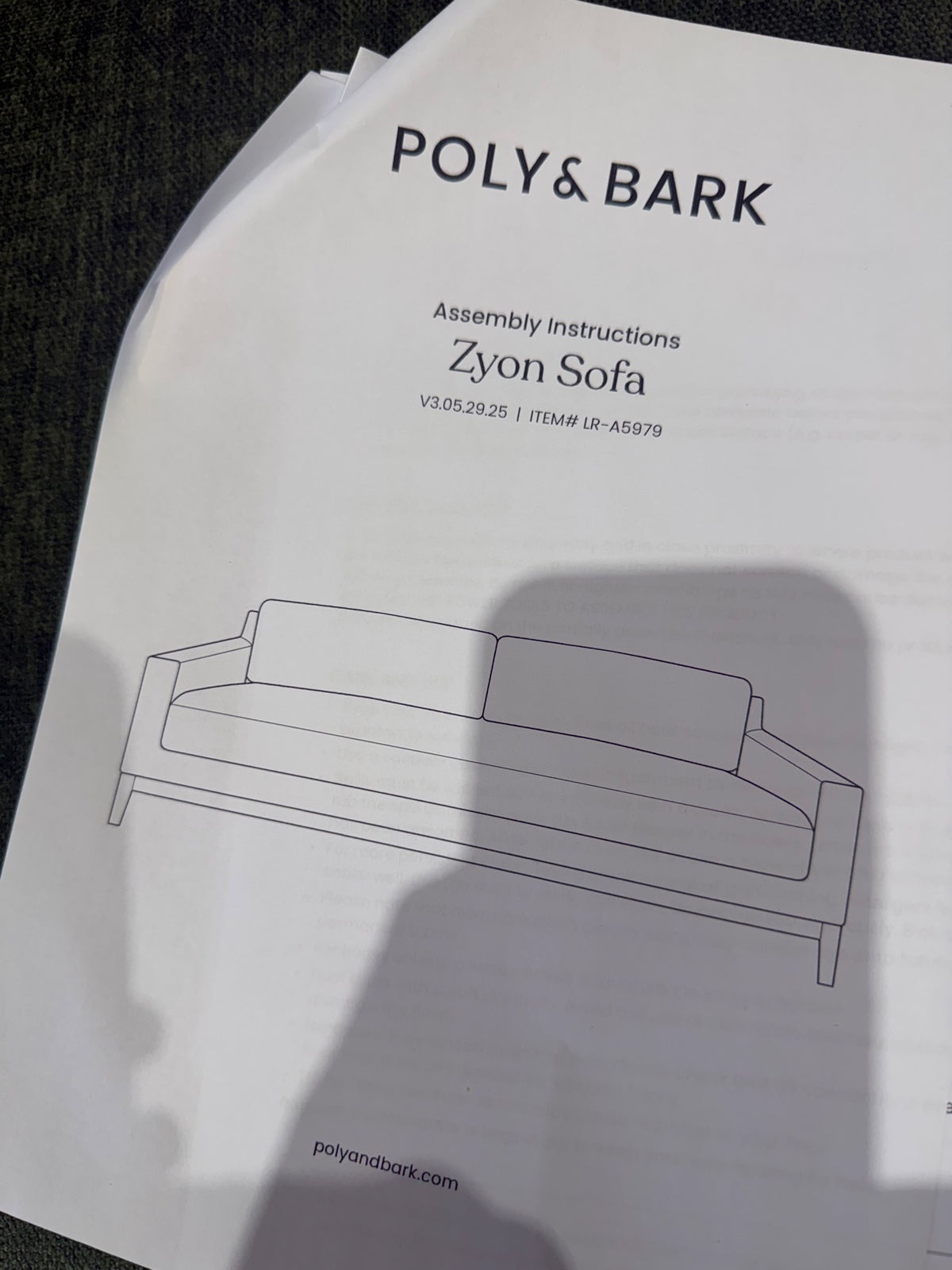 New Poly & Bark Zyon 90″ Sofa – Distressed Green – Retail $1,973 – Delivery Available