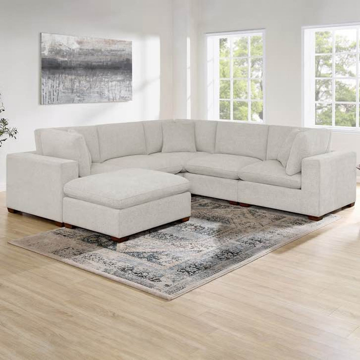 New open-box Thomasville Lowell 6-Piece Modular Sectional in Light Gray - Delivery Available