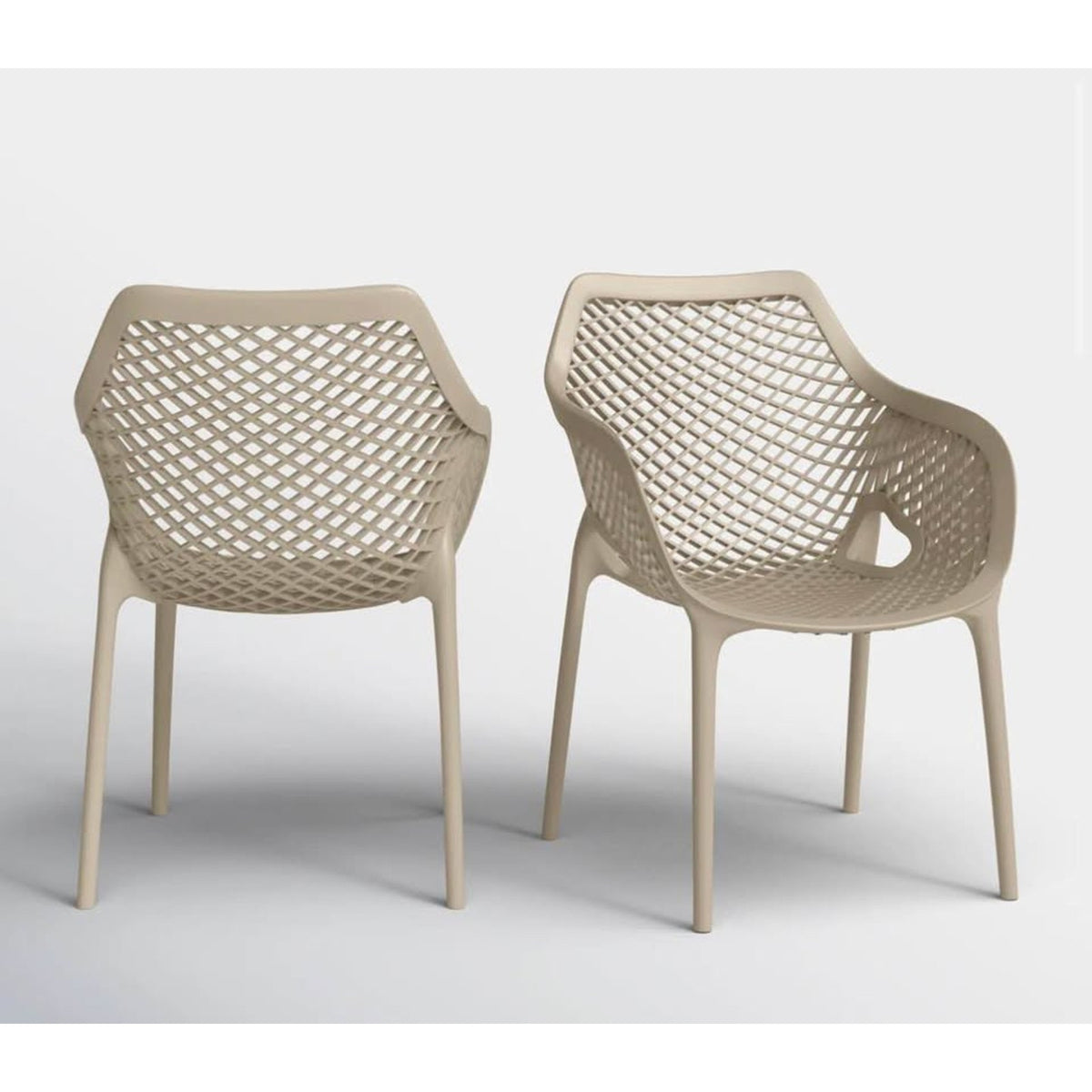 New AllModern Outdoor Dining Chairs – Sand Beige – Stackable – Up to 8 Available –Delivery Available