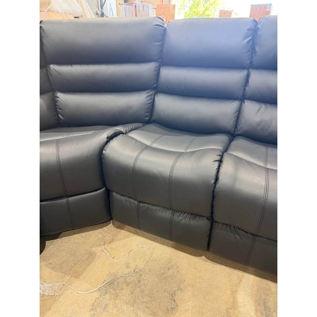 3-Piece Black Faux Leather Reclining Sectional – Storage Console – Delivery Available