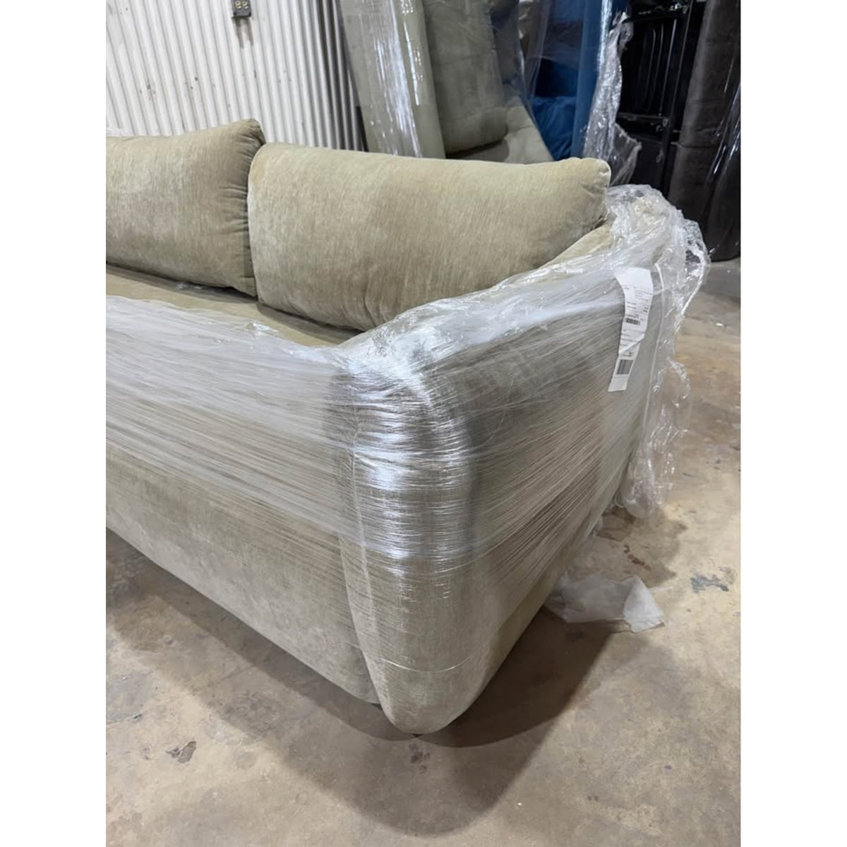 Falkon Furniture Lisette 87” Curved Designer Sofa – Moss Latte Open Box - Delivery Available