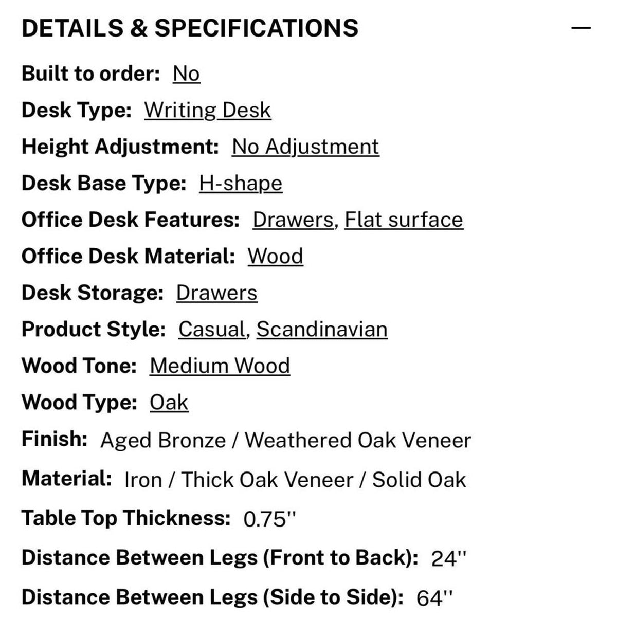 Four Hands Glenview Solid Wood Writing Desk – Weathered Oak Executive Office Desk