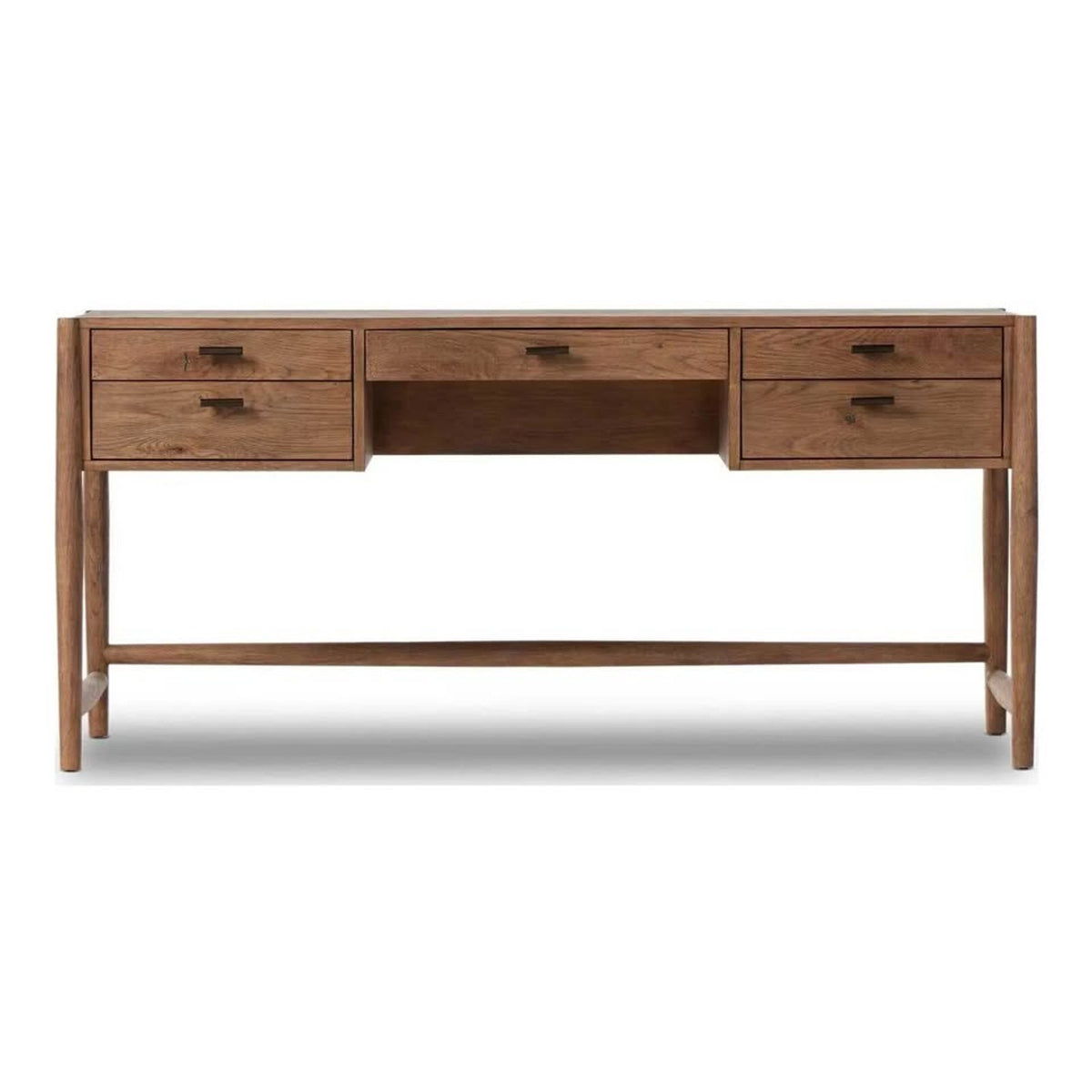 Four Hands Glenview Solid Wood Writing Desk – Weathered Oak Executive Office Desk