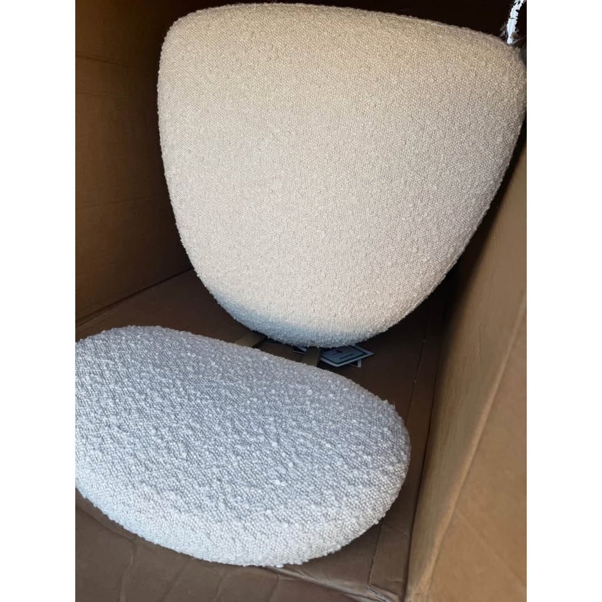 New Set of 3 Eichholtz Dorrego Bouclé Bar Stools – Cream & Brushed Brass – $7,485 Retail – Delivery