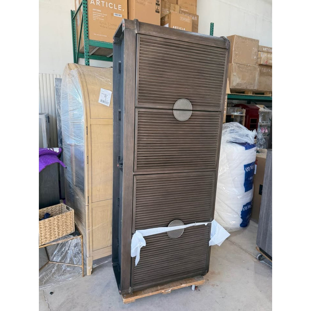 82” Ribbed Wood TV Console – $3,260 Retail Value – Delivery Available