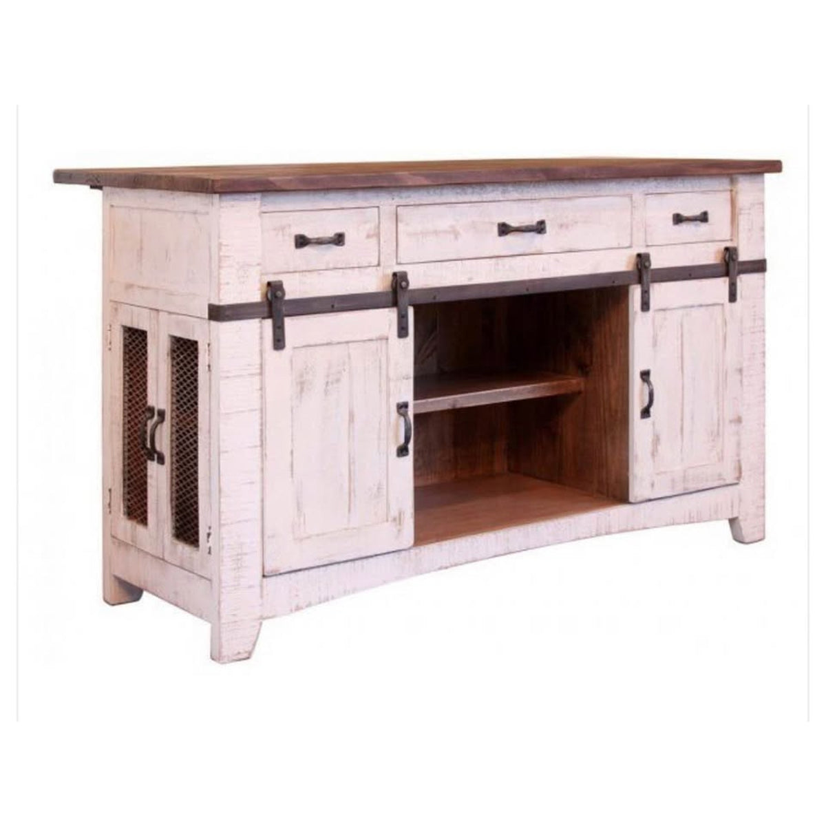 Large Farmhouse Kitchen Island with Sliding Barn Doors & Storage - Delivery Available