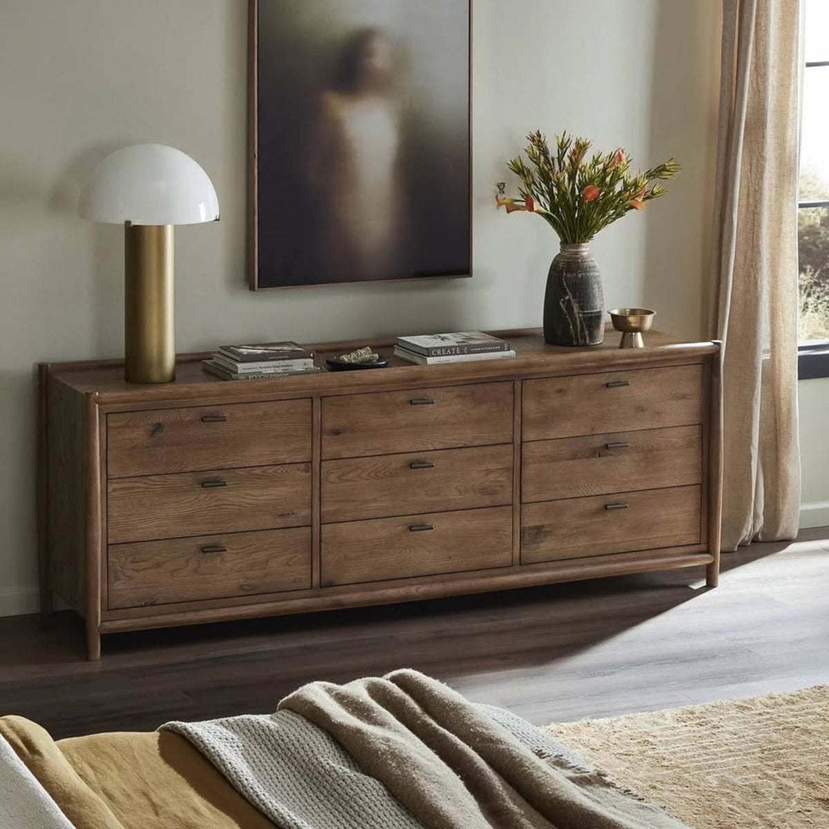 New Four Hands Glenview 9-Drawer Dresser – Weathered Oak – $3,199 Retail – Delivery Available