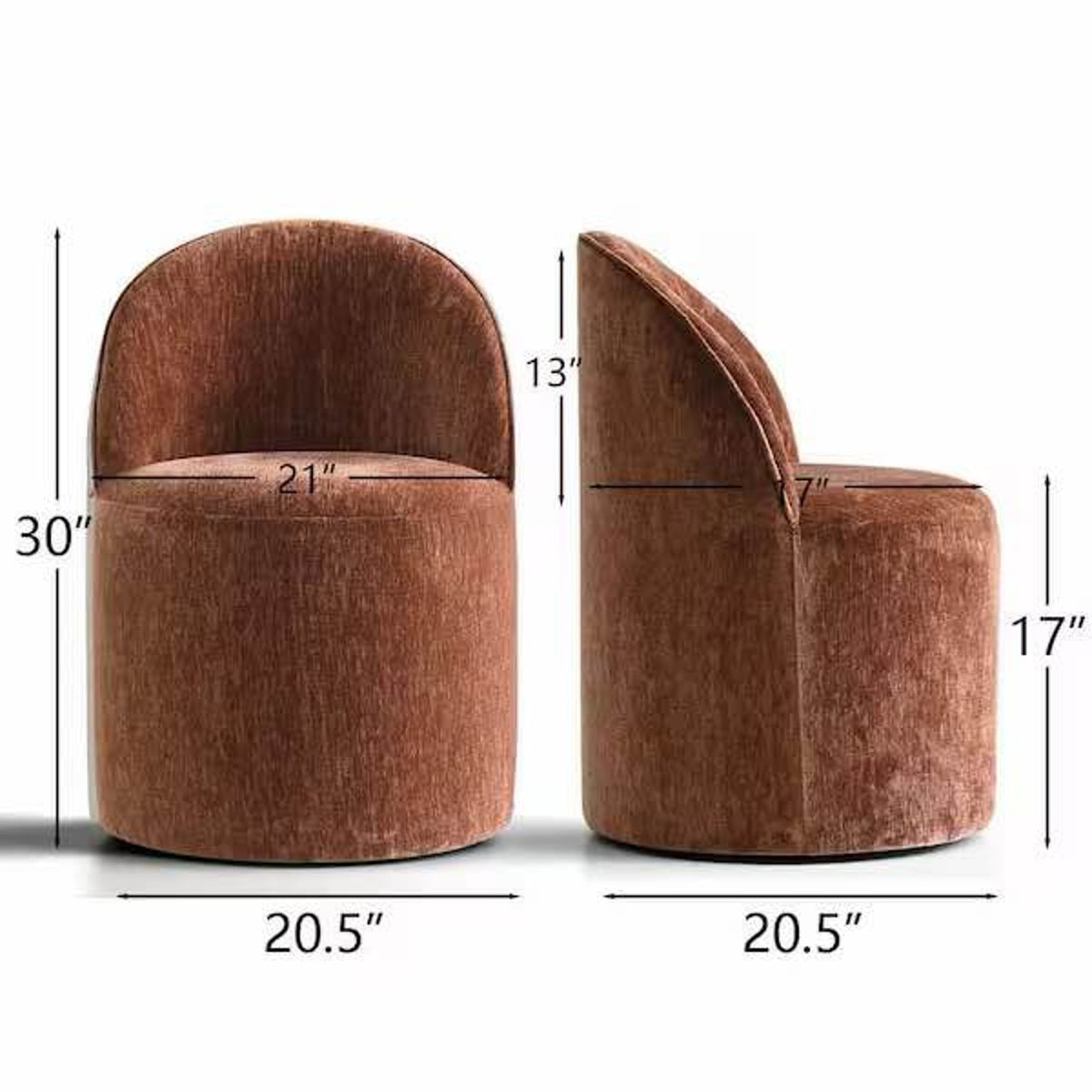 Set of 6 Rust Velvet Barrel Dining Chairs – New Open Box - $1200 Retail - Delivery Available