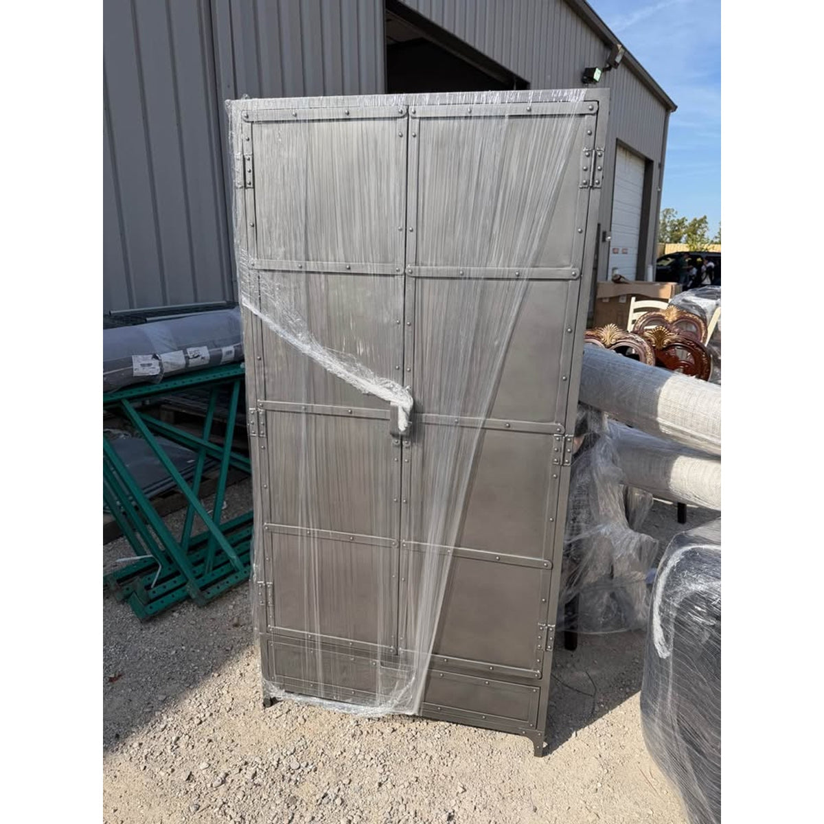 72” Industrial Silver Iron Wardrobe Cabinet / Dresser | Retail $5,705 | Delivery Available!