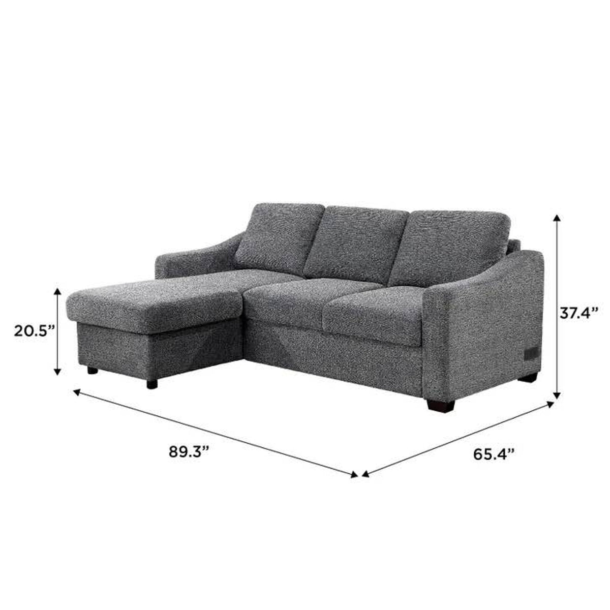Costco Coddle Aria Sleeper Sectional Sofa | Gray Fabric Sleeper Couch | Reversible Chaise & Storage