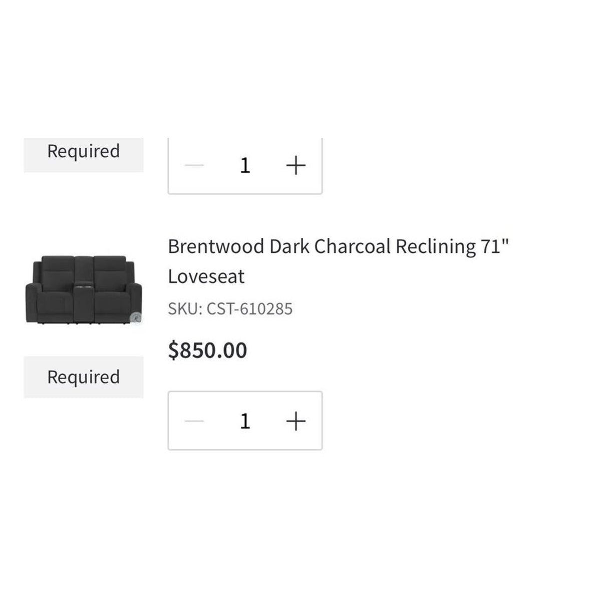 New Reclining Loveseat in Charcoal Grey – $850 Retail – Open Box – Delivery Available