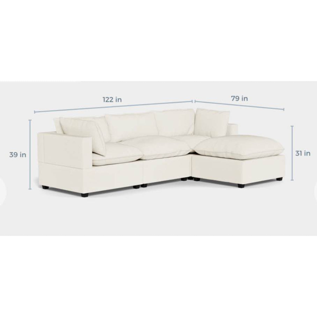 Albany Park Kova Pillow Cushion Sofa with Ottoman | Sand Performance Basketweave Delivery Available
