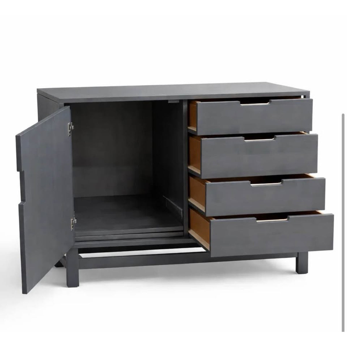 Modern Solid Wood Server Cabinet – Charcoal Gray | New Open Box $3300 Retail Delivery Available