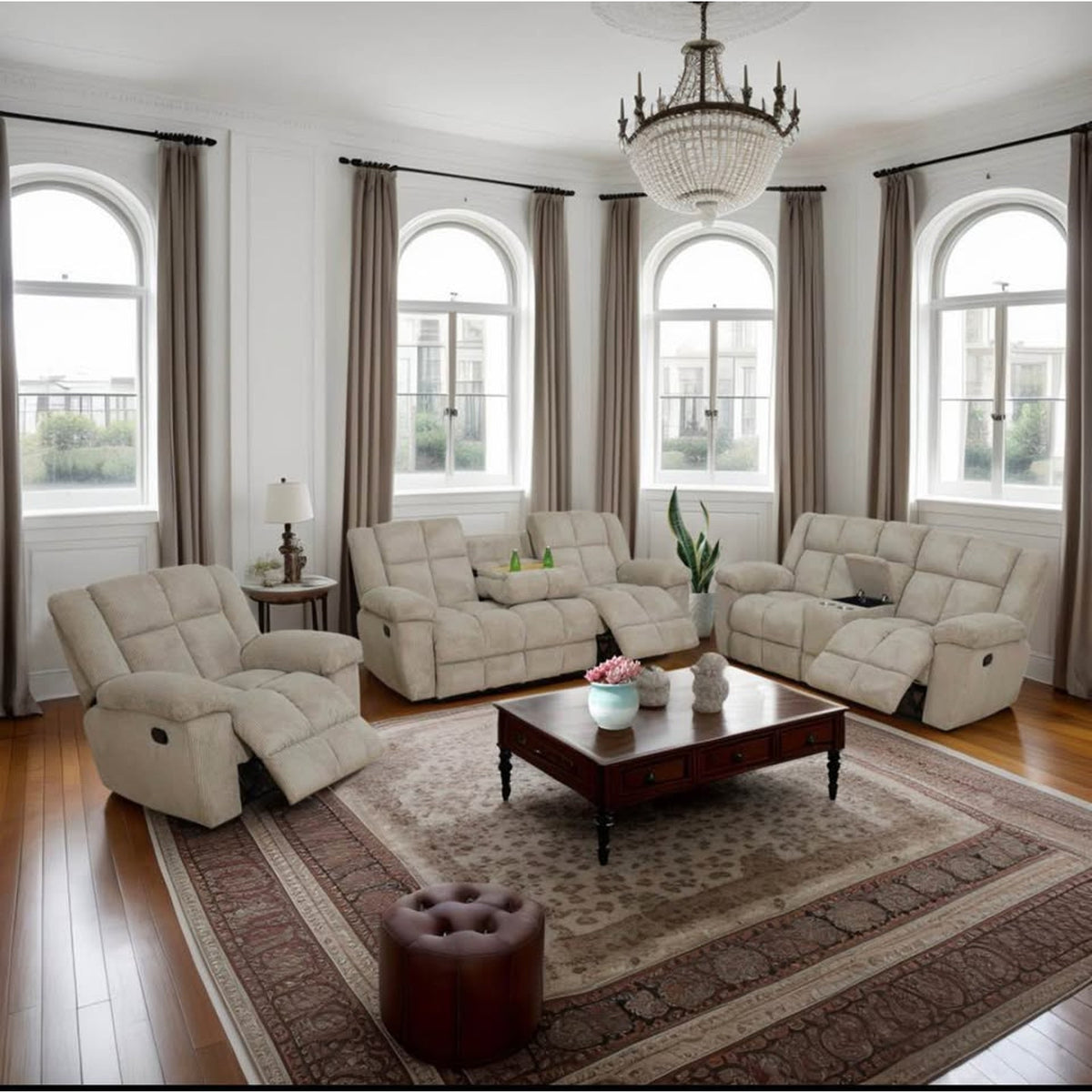 3-Piece Corduroy Reclining Living Room Set – $1,959 Retail – Open Box – Delivery Available