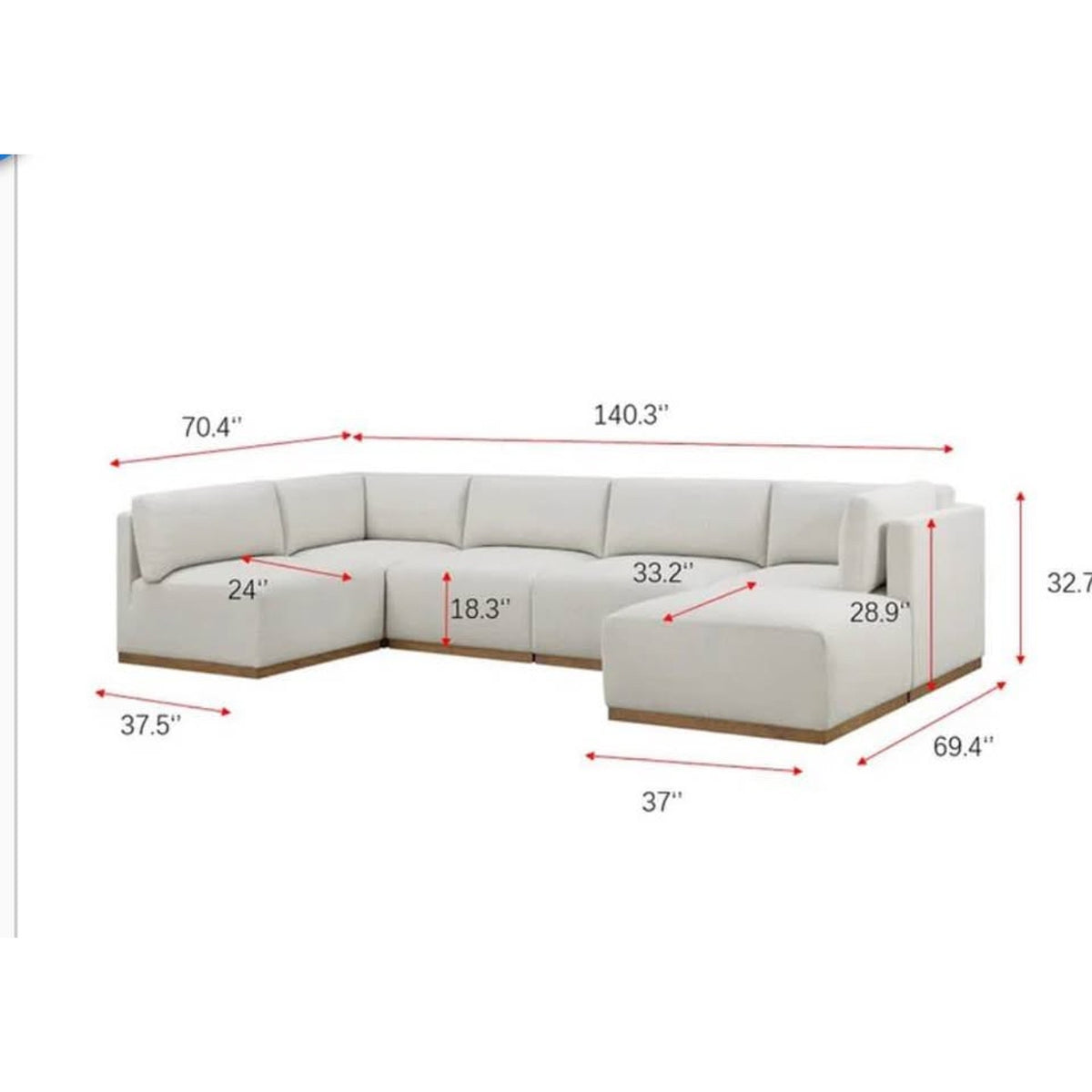 Henredon Murphy 6-Piece Modular Sectional w/Ottoman | Cream | Contemporary Sectional Sofa Delivery
