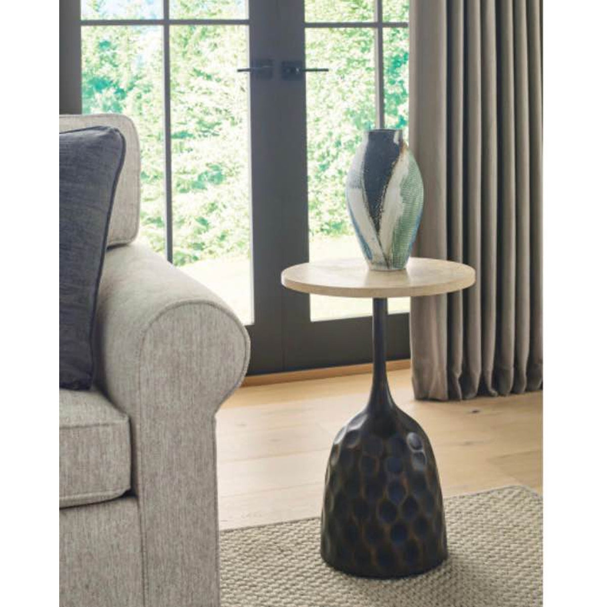 Hammary Essential Travertine Accent Table | New Open Box | Designer Statement Piece Delivery Avail